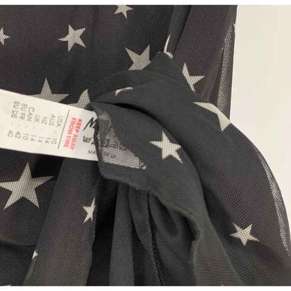Nasty Gal Skirt Black White Star Print Mesh Mini Pull On NWT - Picture 9 of 15
